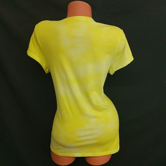 XXL NOBO No boundaries WATERCOLOR bleach print yellow t shirt top - Picture 3 of 9